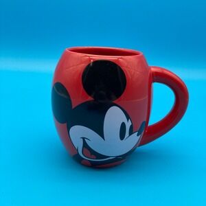 Disney Mickey Mouse Vandor Red Ceramic Oval Mug 18oz Large Big Face Retro Style